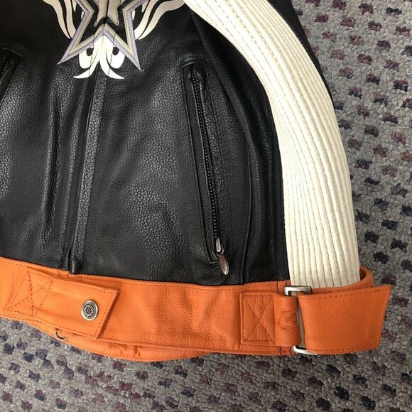 Harley Davidson Orange Rapid City leather Jacket​​​​​​​​ - Picture 5 of 6